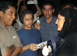 Lily Afshar with fans following her concert at Vahdat Hall